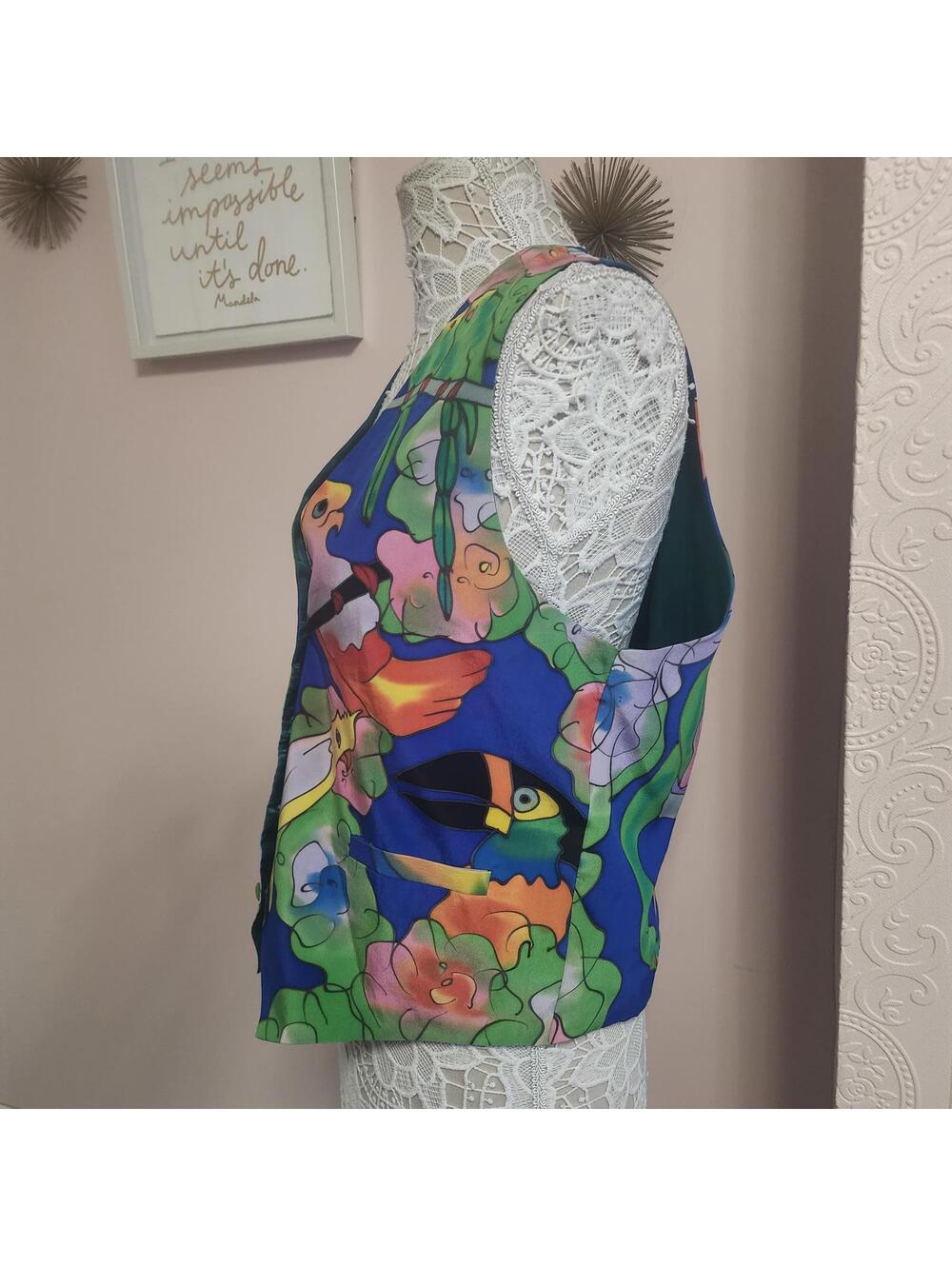LKNW vintage 90's Sensual Silk by Caribbean Club M mens vest colorful - Picture 5 of 7